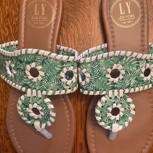 Green Patterned Women's Sandals
